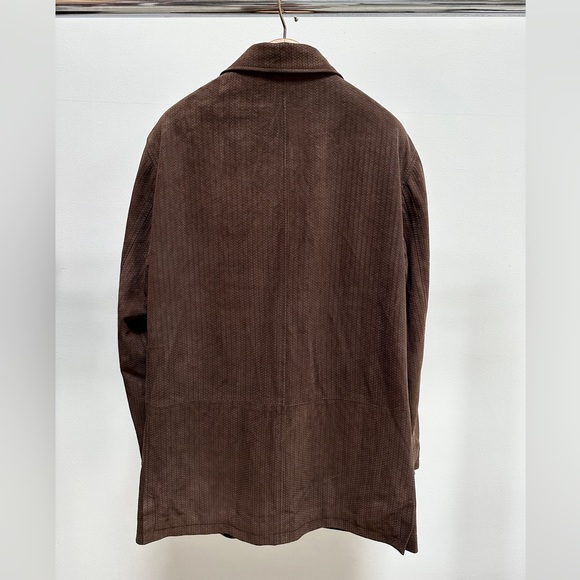 LORO PIANA Brown Fine Suede Leather 100% Cashmere Jacket Coat Intrecciato 48 38 - Picture 5 of 15
